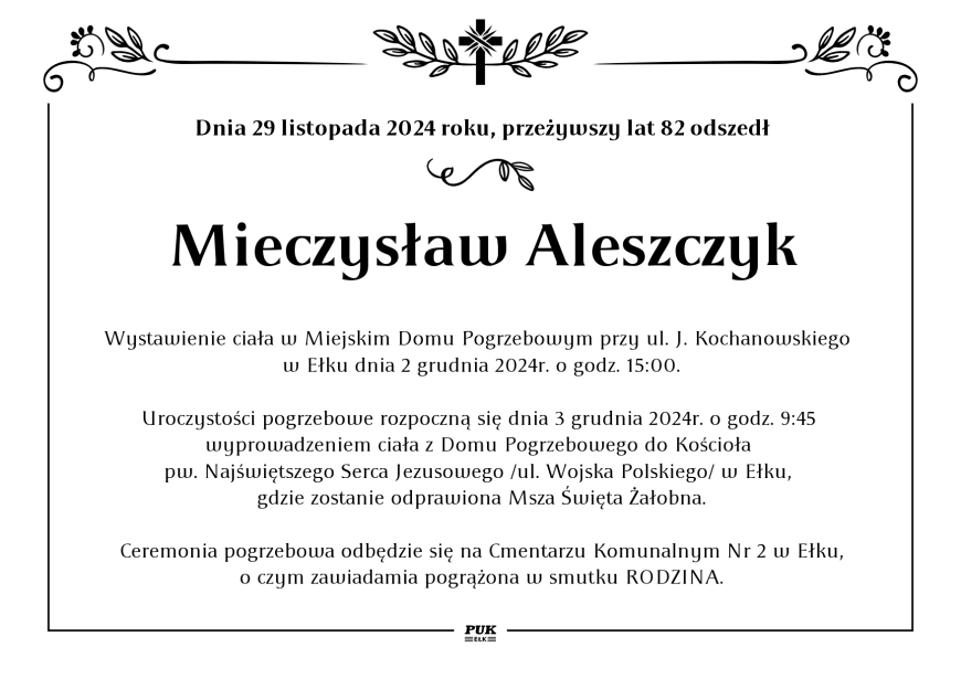 Mieczysław Aleszczyk - nekrolog